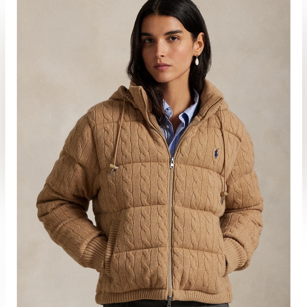 Ralph Lauren Camel Cable Knit Jacket